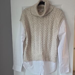 Sincerely Jules Cream Cable Knit Turtleneck Sweater